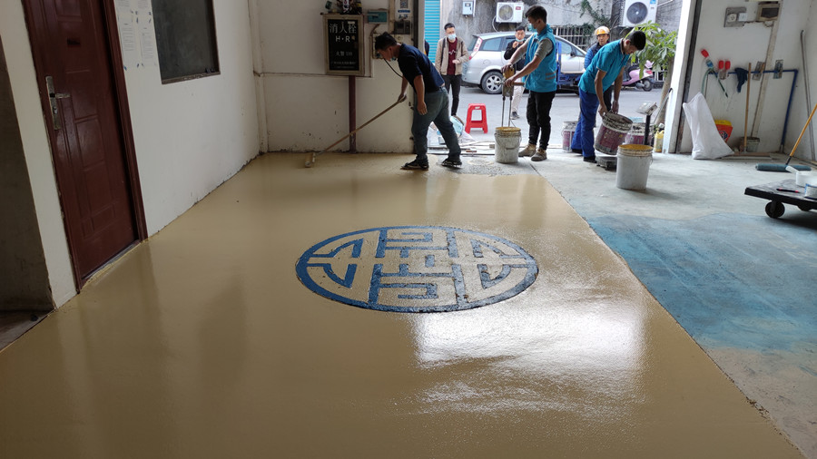 無機(jī)磨石樣板攤鋪完成